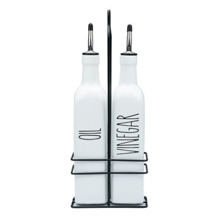 Distributeur d'huile d'olive et de vinaigre en céramique blanche