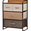 Tour de rangement autoportante à 3 niveaux, quatre tiroirs pour le rangement, tiroirs en lin pliables, structure en acier massif et fonction de surmatelas, commode à affichage de pendules, conception, verres