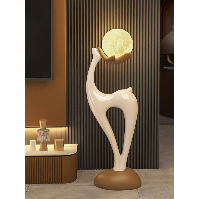 Lampe sur pied simple et moderne en résine et PVC, Blanc
