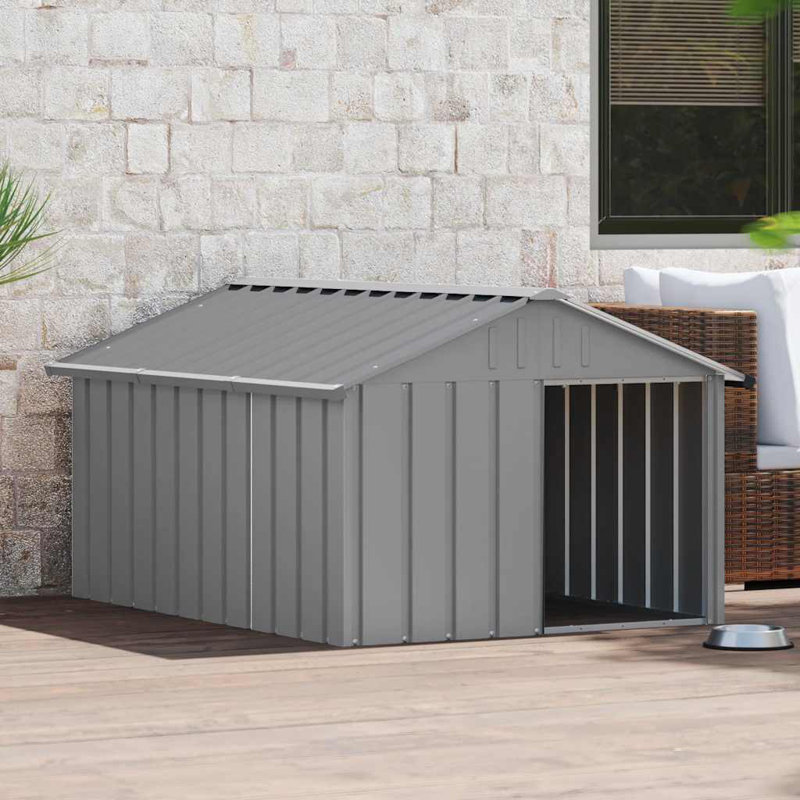 Niche pour chien en acier galvanisé anthracite, H 32,1 po x l 45,9 po x P 60,2 po, gris