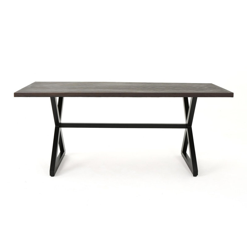 Rolando Outdoor Aluminum Dining Table With Steel Frame, Brown / Black