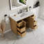 Meuble-lavabo autoportant avec cadre en bois de chêne, comptoir en quartz, lavabo simple, entièrement assemblé-997158269