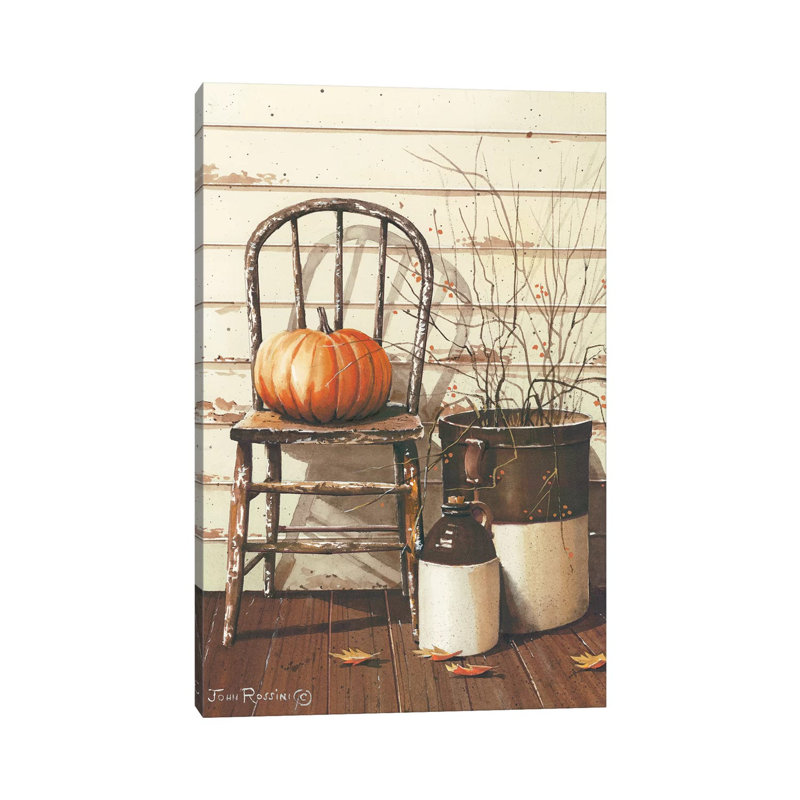 «Pumpkin & Chair», impression sur toile tendue, H 18 po x l 12 po x 1,5 po
