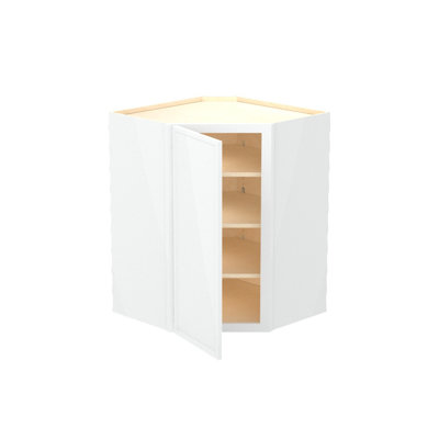 Gallery Express Alton Plywood Assembled 27 in W X 15 in D X 36 in H Corner Diagonal Kitchen Cabinet Left in White