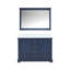 Meuble-lavabo double bleu marine 48 po X P 22 po D, plateau en marbre de Carrare et Miroir-117984900-117984903