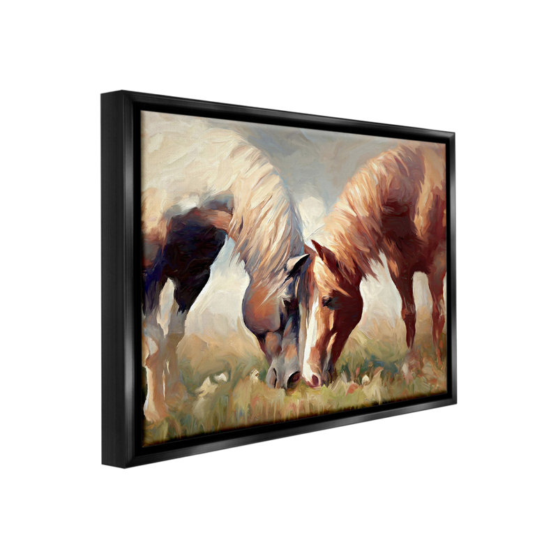 «Grazing Horse pair» par Ramona Murdock sur, Cadre flottant noir de jais, H 25 po x l 31 po