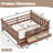 Queen Size Solid Wood Kids Floor Bed with Storage Bookcases, Drawers, Cute Stairs & Guardrails, No Box Spring, Natural-825200372-825200368
