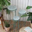 Ensemble de 3 supports à plantes gigognes, support de pot de fleurs en métal de 28 pouces de hauteur avec dessus ronds en céramique pour l'intérieur et l'extérieur, support pour plantes et fleurs pour porche, patio, salon et décoration de jardin