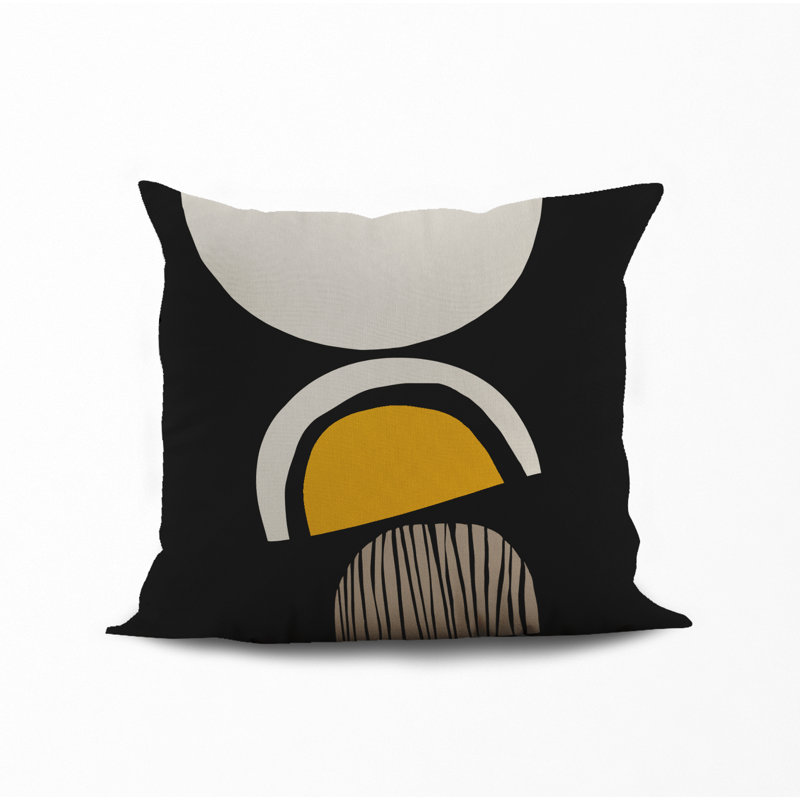 Jeté carré / extérieur en polyester Chamu, L 15 po x H 15 po, Jaune / noir