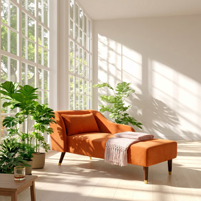 Chaise longue moderne en velours d'eucalyptus l 27,55 po x P 58,3 po x H 26,38 po