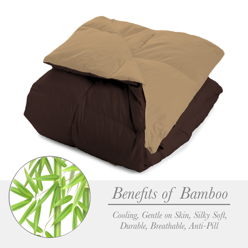 Édredon en duvet de bambou toutes saisons réversible avec rembourrage alternatif, Complète, Taupe/Chocolate