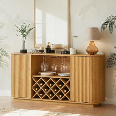 Bar à café Mid-Century, support à vin réglable et porte-verre