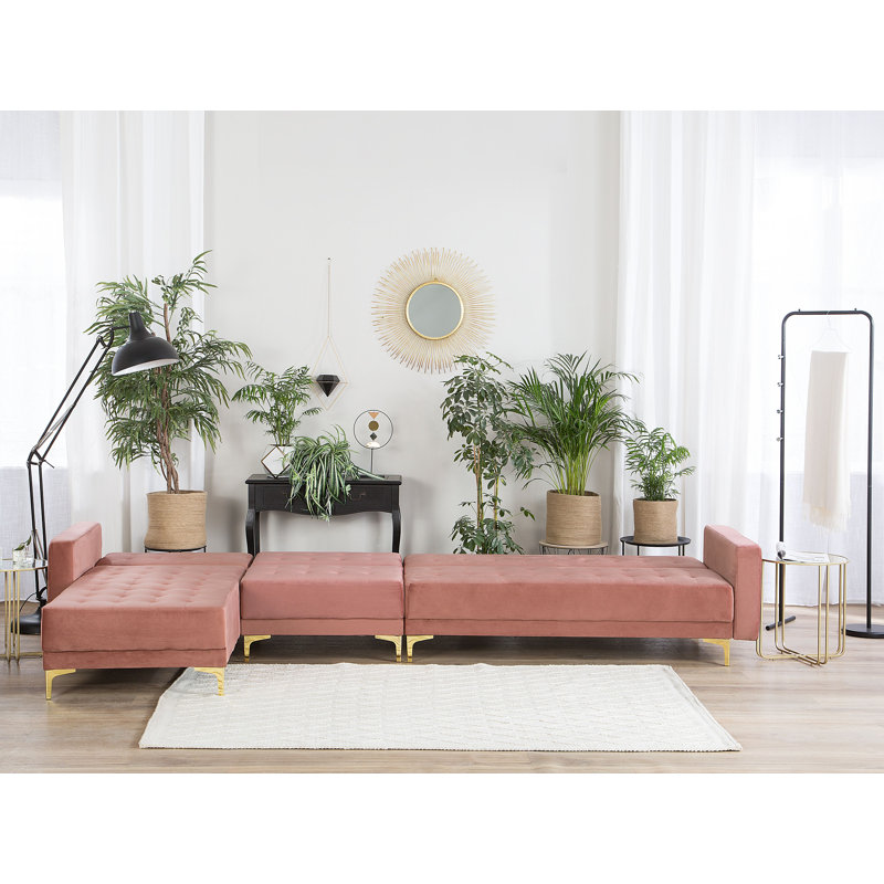 Cuaron 5 Seater Velvet Corner Sofa , Left Hand Facing