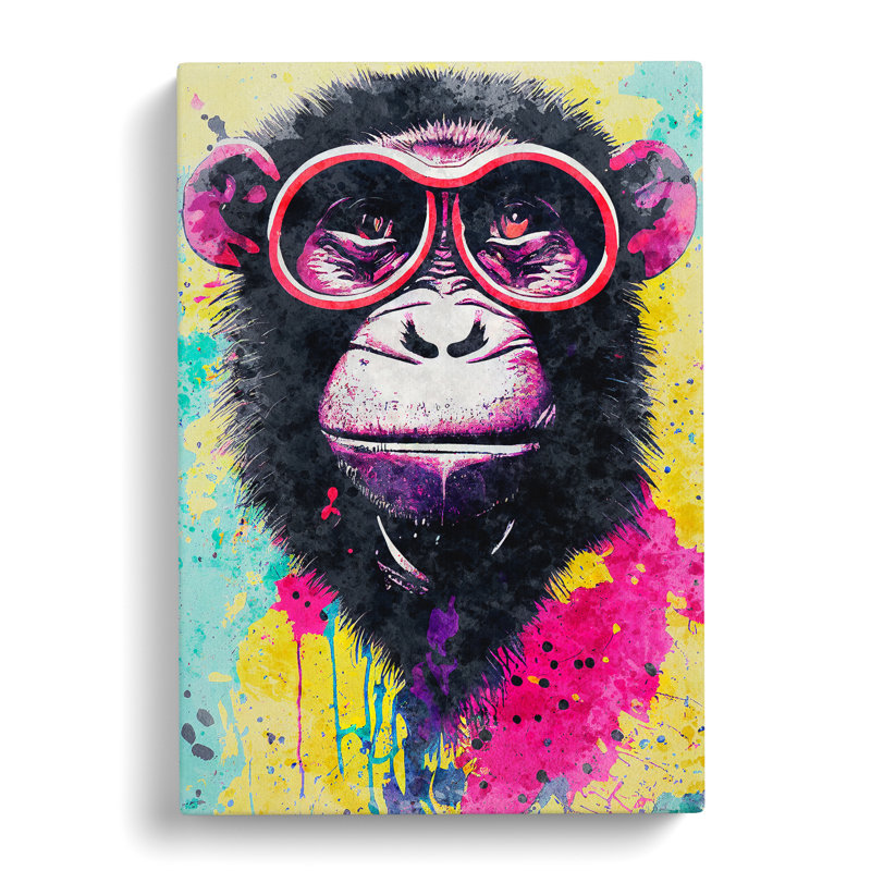 Monkey Paint Splash No.2 - Wrapped Canvas, 50cm H x 35cm W x 3cm D