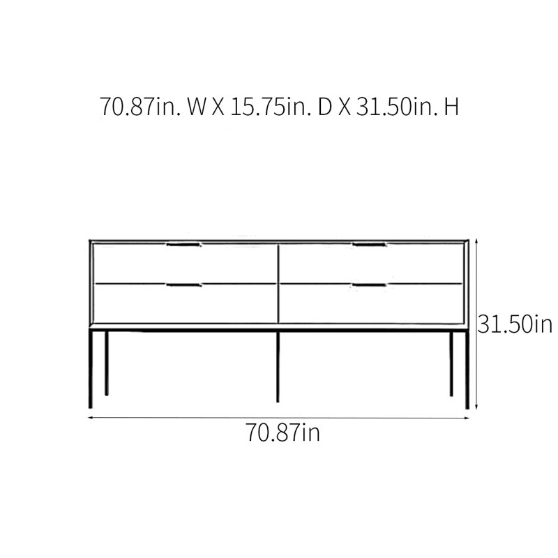 Modern Minimalist Practical Console Table, Orange, 31.5" H x 70.87" W x 15.75" D