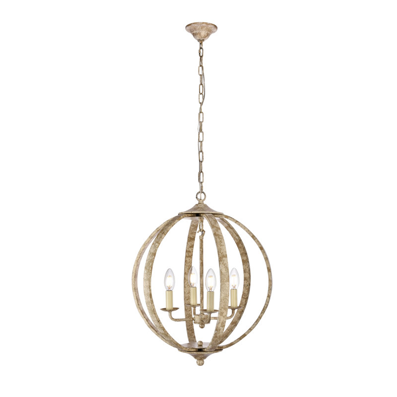 Stouffer 4 - Light Dimmable Globe Chandelier, Weathered Dove