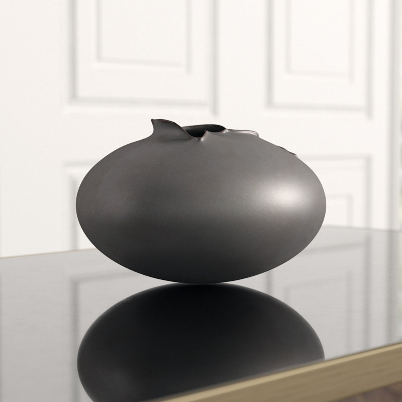 Tambora Handmade Ceramic / Porcelain Table Vase, 6.25" H x 10" W x 10" D