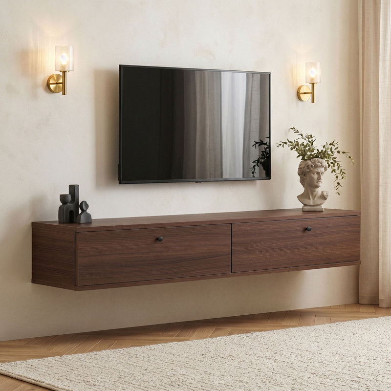Meuble télé, 9.84" H x 62.99" W x 9.84" D, Walnut
