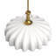 Lustre suspendu simple de 14 po (L) à une lumière avec abat-jour en verre blanc crème festonné-883860726