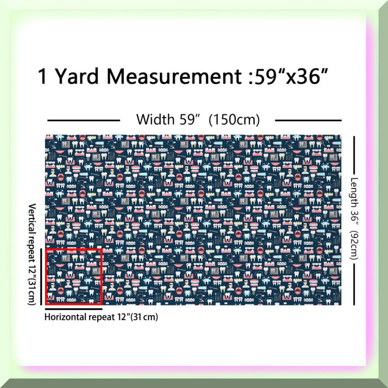ToothTastic Dental Care Theme Fabric 1 Yard