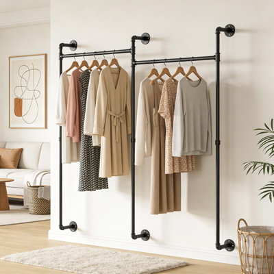 Joshoua 80.7'' Metal Wall Mounted Clothes Rack