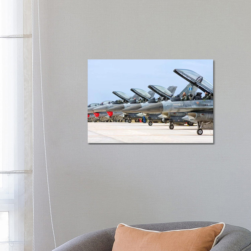Line-Up Of Hellenic Air Force F-16 Aircraft by Giovanni Colla - Wrapped Canvas Print, 66.04 cm H x 45.72 cm W x 1.91 cm D