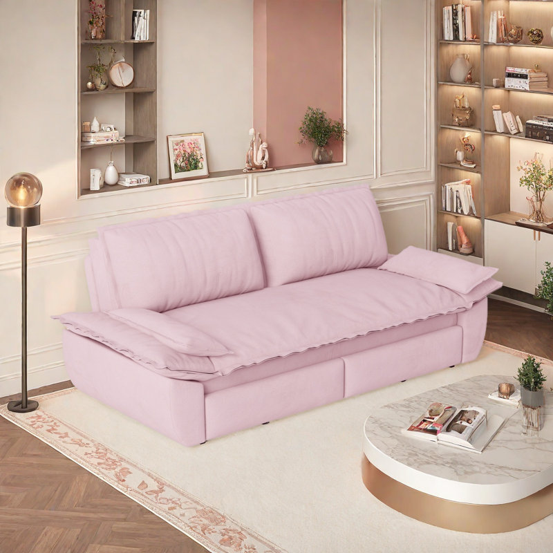 Canapé-lit escamotable de 73,2 po, canapé-lit convertible 3 en 1, causeuse multifonctionnelle, Rose