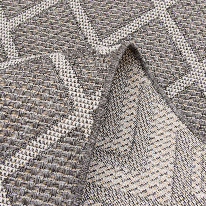 Tapis gris tissé à plat de style sud-ouest Karina, Rectangle 2 pi x 3 pi