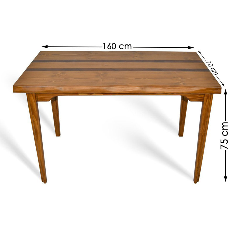 Hirschman Pine Solid Wood Dining Table, H75 x L160 x W70cm