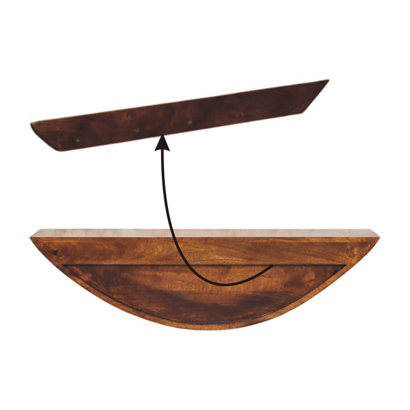 Wood Crescent Floating Wall Shelf, Brown