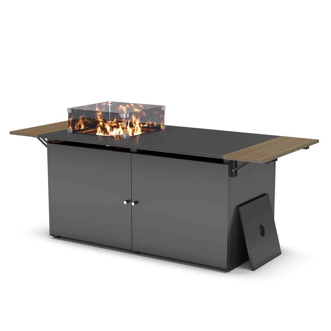 Zaccai 64" Patio Rectangle Expandable Propane Fire Pit Table (55000 BTU) Ebern Designs
