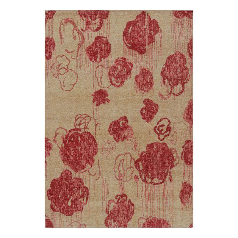 Distressed Homage Hand Knotted Floral Area Rug, Rectangle 10' x 14'