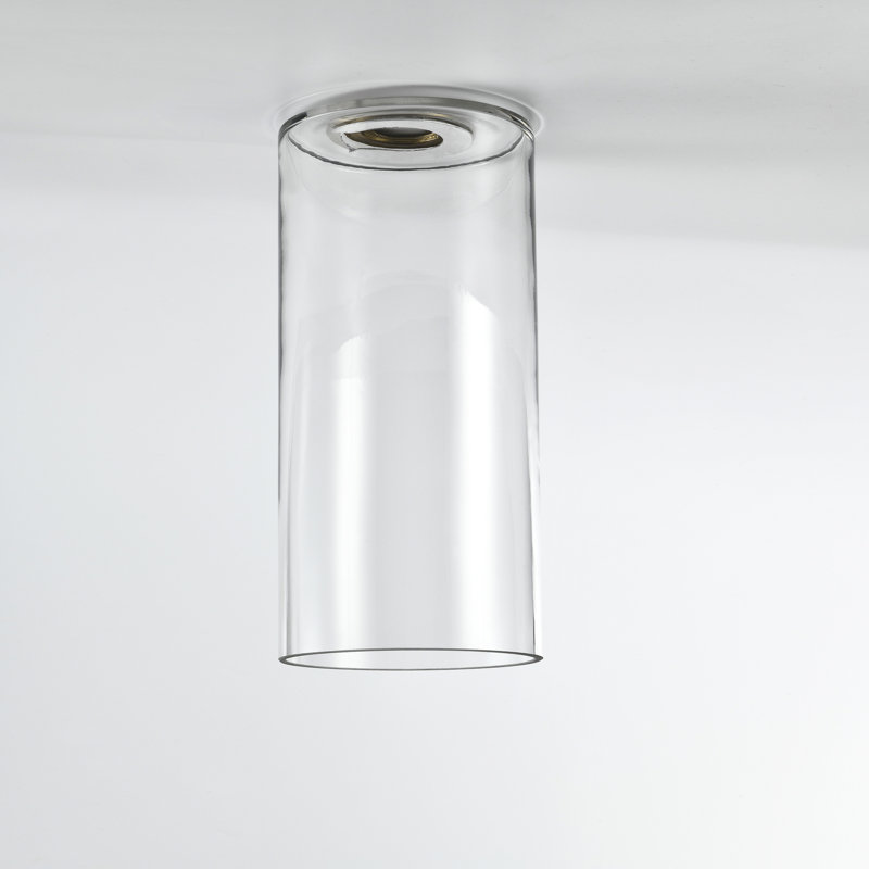Luminaire suspendu cylindrique 6 "E26 6", verre transparent 12 ", H 65,88 po x l 5,88 po x P 5,88 po, Nickel poli