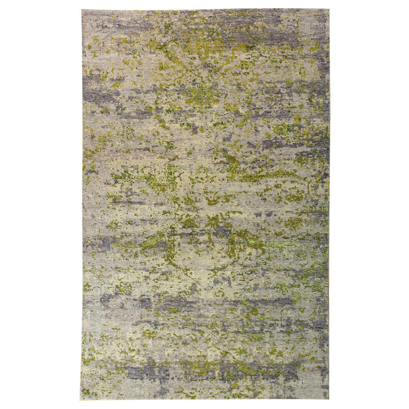 Raza Abstract Area Rug in Green, Rectangle 5'9" x 9'