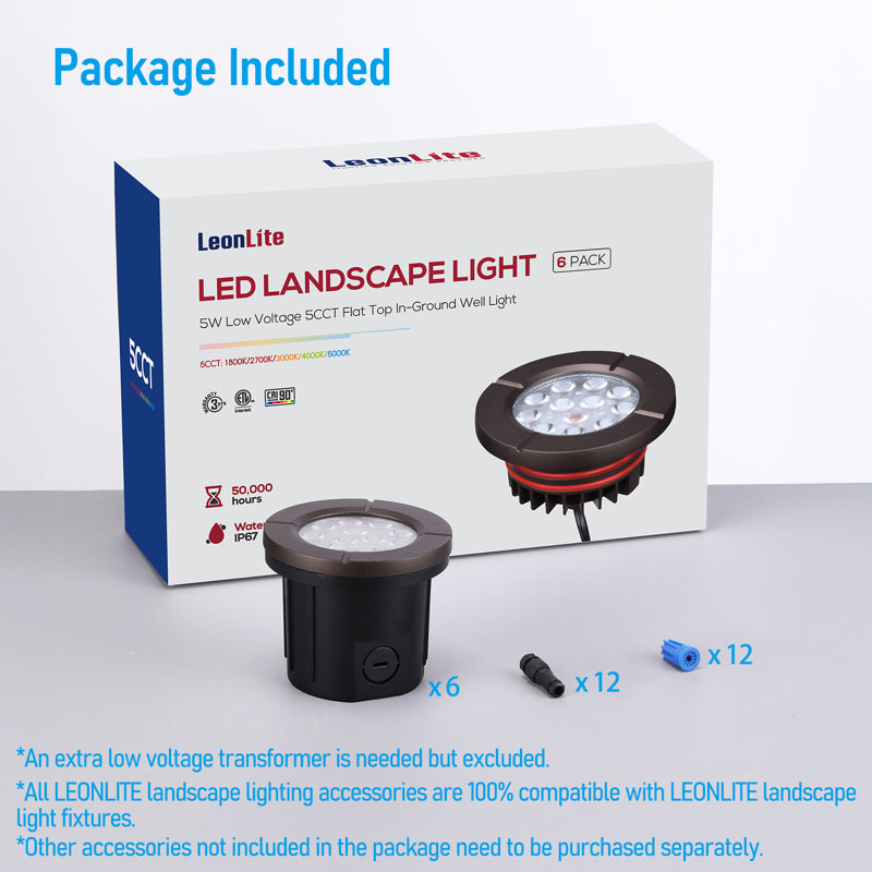 Pozzo Flat Top Low Voltage LED Well Light, In-Ground Landscape Uplight for Trees and Garden, Oil Rubbed Bronze