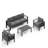 All-Weather 4-Piece Modern Metal Patio Furniture Set,  5-Seat Conversation Sofa With Thick Gray Cushions & Gray Frame And Coffee Table-1340101346