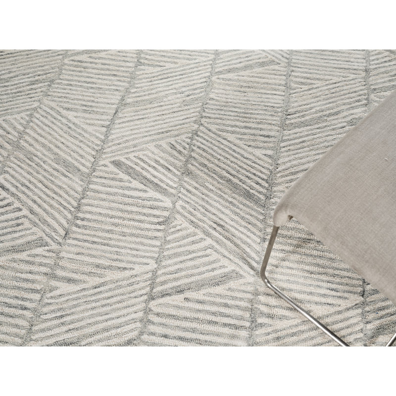 Ivory and Silver Hand-Tufted Wool Rectangular Area Rug
