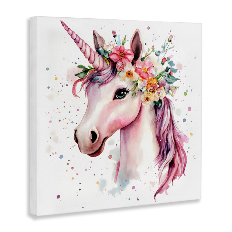 Majestic Unicorn Modern Splatter Canvas, design par Creative Studio, H 36 po x l 36 po