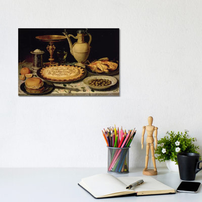 Still Life with a Tart, Roast Chicken, Bread, Rice and Olives 1 Piece Wrapped Canvas Wall Art