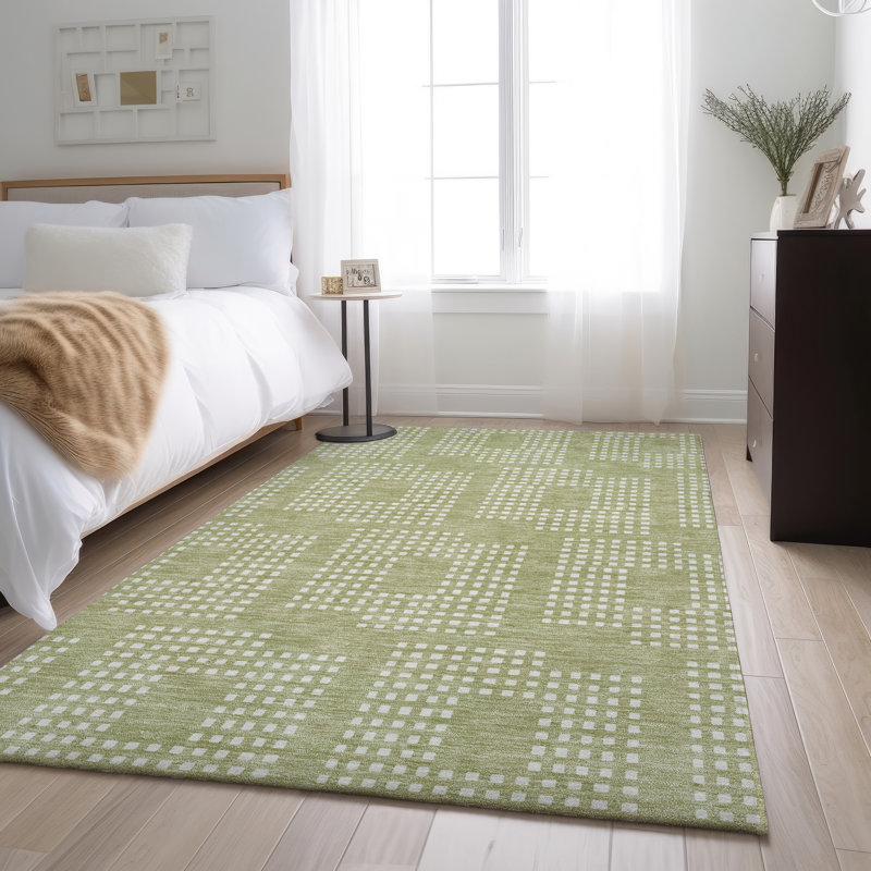 Premium Machine Washable Prisco Aloe Rug, Rectangle 9' x 12'