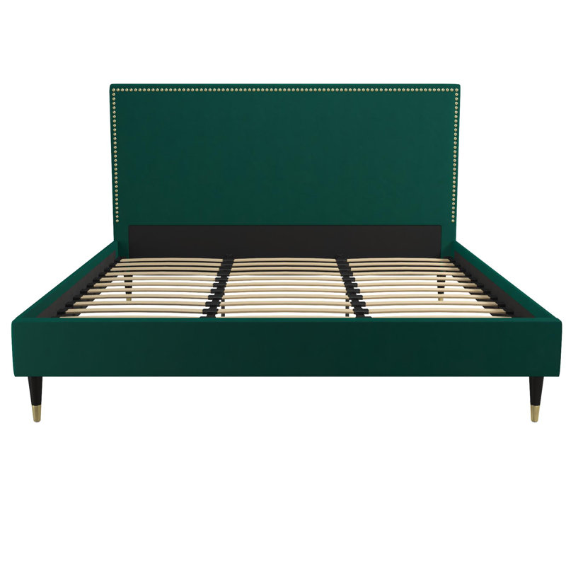 Upholstered Bed, Green, Double (4'6)