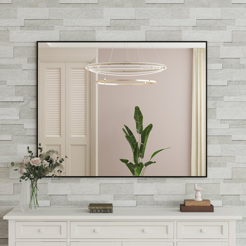 Miroir d'appoint Lesamuel, 32 po x 40 po, Noir mat, Rectangulaire