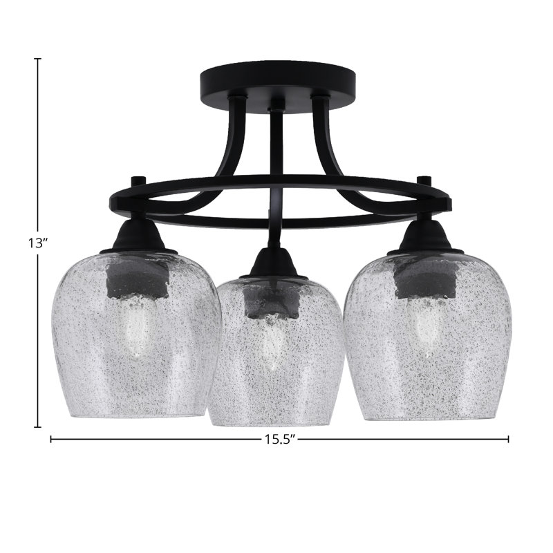 Luminaire semi-encastré 3 lumières Paramount avec fini noir mat et verre fumé de 6 po Paramount