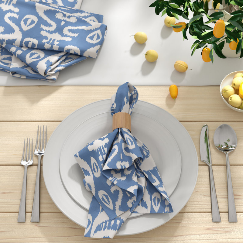 Melchior Polyester Geometric Square Napkin, Blue