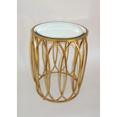 Mirrored Glass Top End Table