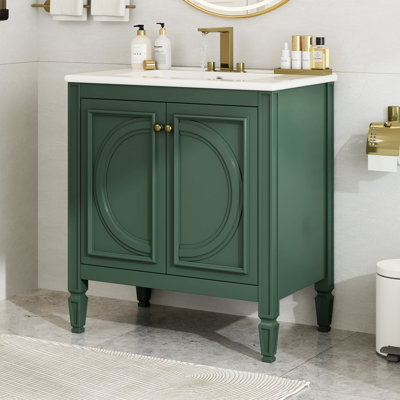 Meuble-lavabo 30 po avec lavabo, deux portes avec tablette, charnières de porte à fermeture en douceur