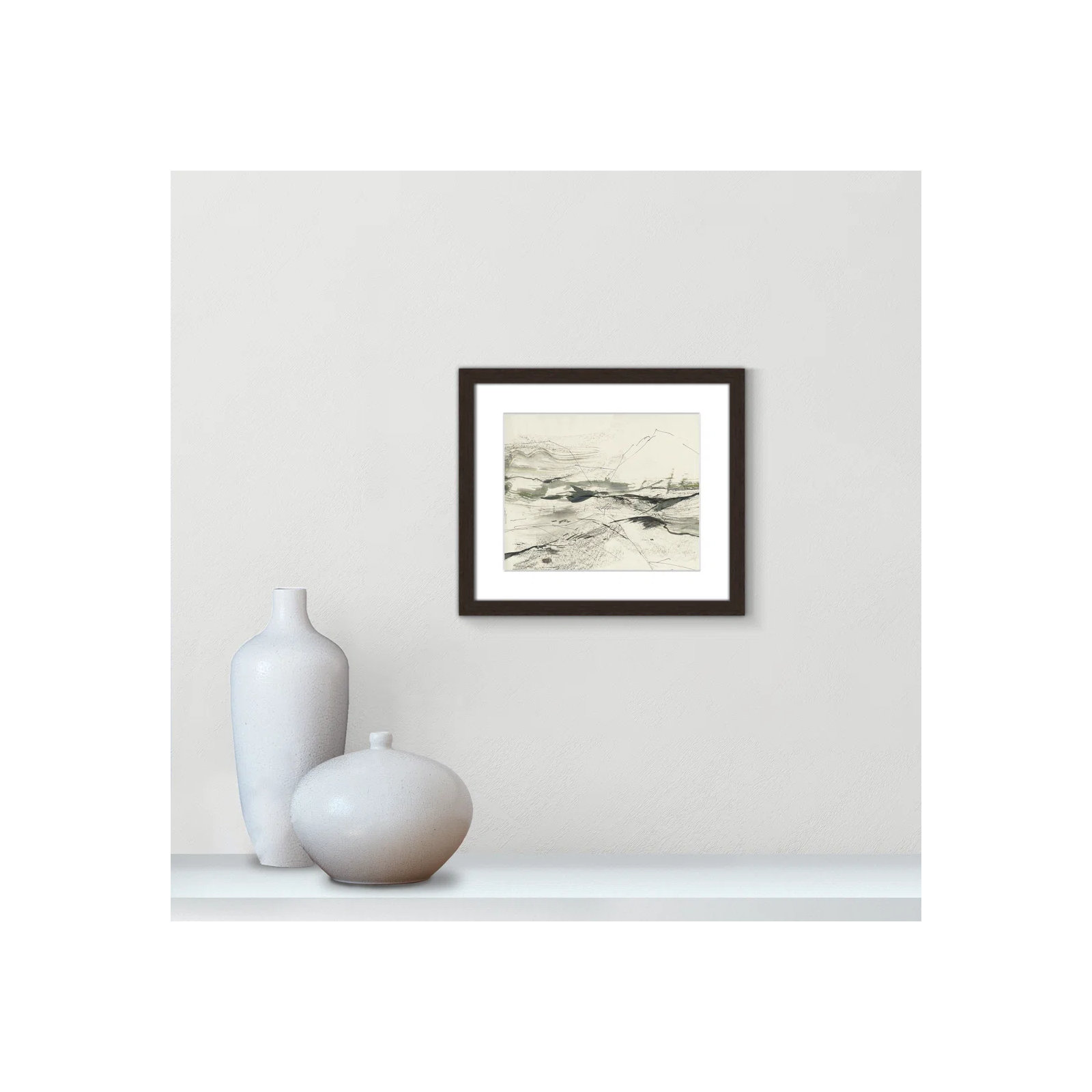 Green Sketches by PI Studio, White, Black Box Picture Framed, 13" H x 15" W x 1.25" D
