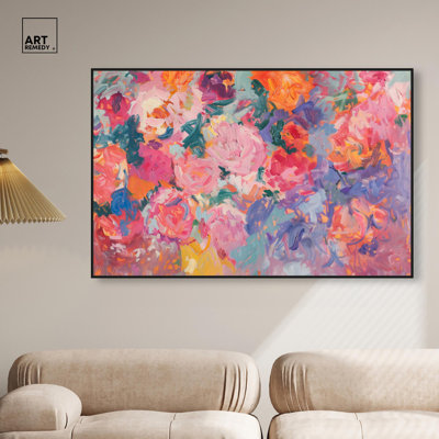 Art mural floral kaléidoscope de couleurs sur toile par Art Remedy