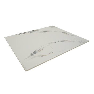 Plateau de table en marbre blanc fritté avec motif «Smoky Ink»