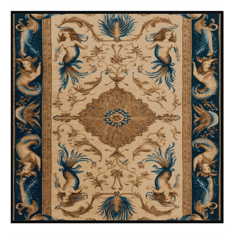 Tapis brun français lavable à la machine, Carré 8 pi